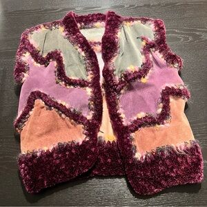 Vintage Plum Multi Patchwork Leather Vest